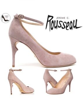 Jerome C. Rousseau Belgazou Mauve Suede Ankle Strap Stiletto Heel Dress Shoes 38